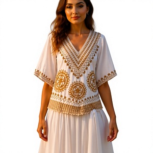 Tunique Maxi en Tissu Rayonne Brodé pour Femmes Indiennes et Musulmanes – Vente en Gros – Idéale pour Soirées et Été - Product Image 1