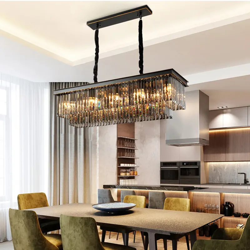 2023 Hot Sale Design Big Black Round Luxury Pendant Lamp Restaurant Living Room Classic Crystal Chandeliers