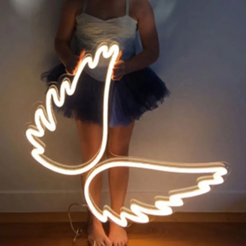 Custom Made Logo ngel Wing LED Neon Sign Lights angel wings led lights wall decor