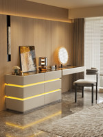 Table de toilette minimaliste italienne en bois massif avec tiroirs intégrés pour chambre à coucher, rangement écologique, design de luxe léger