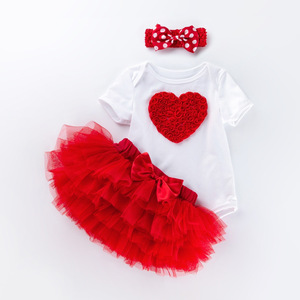Vendita Diretta dalla Fabbrica <span class=keywords><strong>Set</strong></span> di Tutine per Bambina 0-2 Anni con Maniche Corte, Vestito per <span class=keywords><strong>Compleanno</strong></span> e Festival, Gonna in Pizzo - Product Image 5