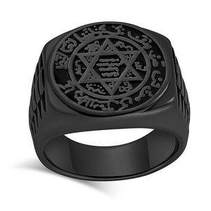 <span class=keywords><strong>Anello</strong></span> Personalizzato da Motociclista in Acciaio Inossidabile con Sigillo <span class=keywords><strong>di</strong></span> <span class=keywords><strong>Salomone</strong></span> a Stella a Sei Punte e Dodici Anelli Guardiani in Stile Retrò Classico - Product Image 3