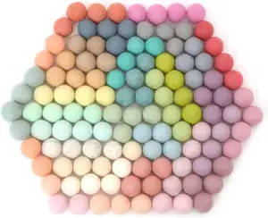 Pastel artesanal colorido 1.5cm pequeno sopro sentiu pom poms nepal lã feltro bolas para artesanato de lã decoração do chuveiro do bebê