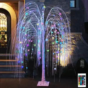 240 Led 5 Ft Kleurrijke Gloeiende Wilg Led Boom Multicolor Rgb Lichtslingers Voor Kerstfeest Huis Bruiloft Decoratie Licht