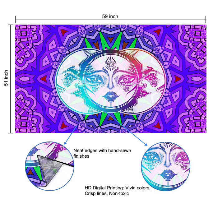 de pared alienígena Hippie cara de Luna brillante flor tapiz psicodélico tapiz de pared para la decoración del hogar