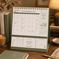 Calendrier de bureau sur pied personnalisé Hongbo 2027 avec suivi des habitudes, des priorités et des notes, planificateur mensuel de bureau en spirale facile à écrire sur