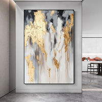 Peinture acrylique artisanale 3D moderne abstraite à impression numérique, écologique, avec feuille d'or, pour salon, hôtel, 100% peinte à la main