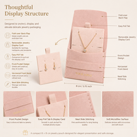 Pochette à bijoux en microfibre personnalisée de qualité supérieure avec carte insérée pour collier, boucles d'oreilles, bague, bracelet, emballage cadeau