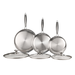 <span class=keywords><strong>Set</strong></span> di <span class=keywords><strong>Padelle</strong></span> Antiaderenti in <span class=keywords><strong>Acciaio</strong></span> Inox 304 con Coperchio in Vetro, Compatibile con Gas e Induzione, per Bistecche e Pancake - Product Image 2