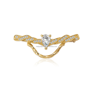 Broche personnalisée en or véritable jaune massif Au585 14k avec broches unisexes en moissanite pour bijoux de noces d'anniversaire de mariage Gigt - Product Image 1