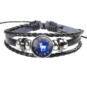Pulsera de Cuero Qinuo con 12 Constelaciones, Bisel de Aleación de Zinc, Joyería para Regalo - Product Image 5