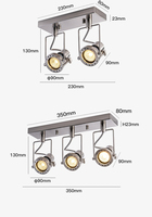 Spot LED réglable en aluminium de style industriel Bauhaus rétro, à montage en surface, pour café commercial, magasin de vêtements