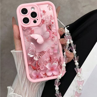 Nouvelle coque de téléphone intelligente en silicone TPU de luxe, style papillon, antichoc, protection intégrale pour iPhone 11 - 17 Pro
