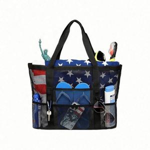 Wholesale Custom Logo Fashion Design Waterproof Polyester Mesh Travel <b>Tote</b> Handbag Beach Bag With Cooler - Product Image 2
