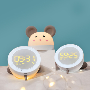 Horloge numérique de table intelligente rechargeable de haute qualité, créative, en forme de souris <span class=keywords><strong>Gulu</strong></span>, en ABS, pour enfants, chambre à coucher, veilleuse, dessin animé - Product Image 2