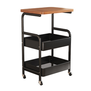 Multi Functional Storage Cart <b>With</b> <b>Wheels</b> And Shelf For Living Room Bedroom Balcony Tea <b>Table</b> Snack Rack Rectangle Standing Type - Product Image 2
