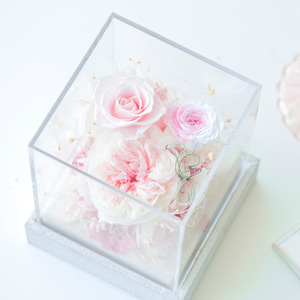 Arrangement <span class=keywords><strong>de</strong></span> fleurs éternelles Austin <span class=keywords><strong>Rose</strong></span> dans une boîte en acrylique, composition <span class=keywords><strong>florale</strong></span> mixte, <span class=keywords><strong>rose</strong></span> éternelle, hortensia, décoration d'intérieur, cadeau <span class=keywords><strong>de</strong></span> mariage - Product Image 3