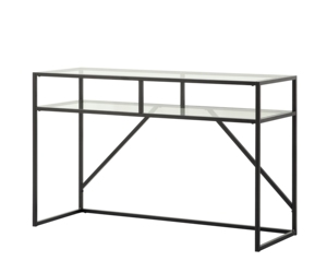 Mesas de consola de lujo modernas para sala de estar, diseño Industrial, tubo de hierro, revestimiento de polvo negro, vidrio templado para hoteles - Product Image 3