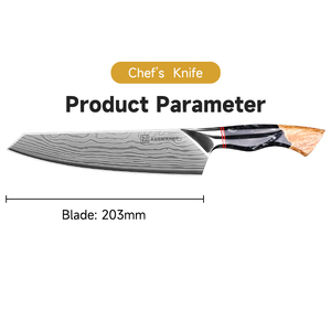 Cuchillo Kiritsuke KEEMAKE de Alta Calidad de 8 Pulgadas con Patrón Damasco, Cuchillo Japonés de Cocina para Cortar Carne con Mango de Resina - Product Image 5