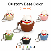 Porte-clés Mascotte de Bureau Mignonne en PVC Personnalisé avec Capuchon de Clavier Souple Imprimé Chat Porte-Bonheur – Fournisseur
