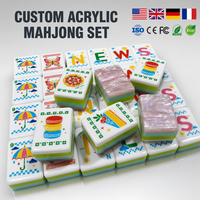 Jeu de tuiles de mahjong américaines en acrylique de luxe, 160 pièces, logo gravé sur mesure avec supports de cartes, boîte cadeau haut de gamme, vente en gros directe