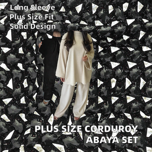 Women's Modest Islamic Clothing Co-Ord <b>2</b> <b>Piece</b> Corduroy Casual Plus Size Abaya Set Oversize Tunics Match Pants for Winter - Product Image 2