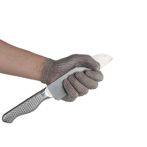 Gants de sécurité anti-coupure en <span class=keywords><strong>maille</strong></span> métallique en acier inoxydable de qualité alimentaire avec poignet réglable et antidérapant EN388/ANSI Coupe 5 9 - Product Image 5