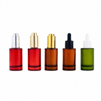 Flacon compte-gouttes en verre épais de 30 ml, emballage cosmétique vide, flacons ambrés à épaule plate, conteneurs pour huiles essentielles