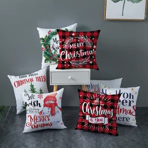 Лидер продаж, винтажные рождественские наволочки в черно-красную клетку на заказ, наволочки для домашнего декора