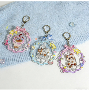 Spot Wholesale plastic keychain Cute <b>cat</b> rotating charm Creative <b>backpack</b> decoration Cartoon anime keychain - Product Image 1