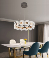 Lustre en cristal en forme de feuille en acier inoxydable luxueux - Luminaire suspendu moderne doré pour salon LED à intensité variable 2 ans de garantie