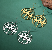 Boucles d'oreilles pendantes Ballerine Cercle Creux Danseuse pour Femme, Silhouette de Filles Dansantes, Bijoux de Mode Ballet, Cadeau