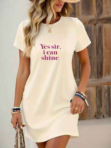 Vestido Camiseta Estampado para Mujer Talla Grande XL, Spandex/Poliéster, Casual, Elegante, Cintura Elástica, Transpirable, Ecológico - Product Image 2