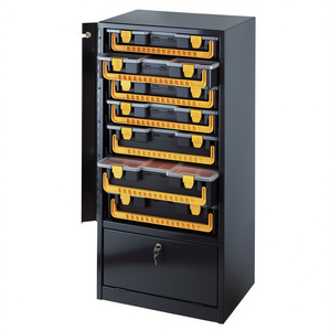 Commode en acier Fervi avec boîtes en plastique, hauteur 80 cm, armoire de rangement pour outils, pour l'organisation d'atelier - Product Image 2