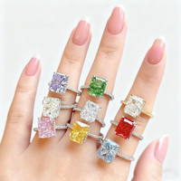 Ensemble de bagues d'éternité en forme de cœur en argent sterling 925 avec diamants roses et zircon 5A 8A, bijoux fins de luxe pour mariage, pour femmes