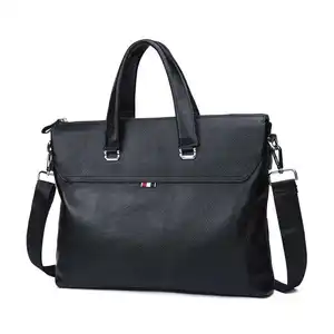 Anti-theft Designer Leather Briefcase Men Casual Natural Cowwskin Leather Laptop Bag Black Business Bag