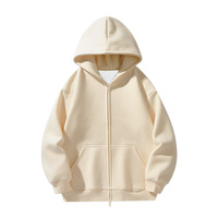 Sweat-shirt à capuche zippé blanc uni pour homme, en polaire, avec logo personnalisé, respirant, décontracté, pour l'hiver, avec poche, coupe ample, transfert thermique