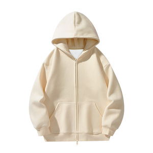 Sudadera con Capucha Blanca Sólida con Cierre para Hombre, Sudadera de Forro Polar Holgada, con Logotipo Personalizado, Transpirable, Informal, para Invierno - Product Image 5