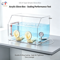 Boîte à gants en acrylique transparent GS-002-A de 6 mm d'épaisseur avec ports pour gants, chambre à vide pour opération à gaz inertes, pour usage en laboratoire