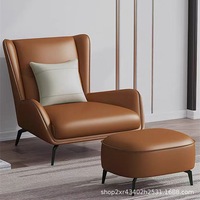 Ultra-Schlichter Einzelsessel aus Echtleder, Designer-Relaxsessel für Schlafzimmer, Wohnzimmer oder Zuhause, Luxuriöser Casual-Armsessel