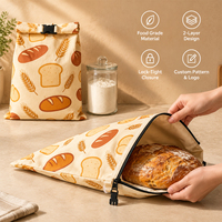 Sacs à pain réutilisables en lin et coton pur avec logo personnalisé, sacs à donuts en cire d'abeille pour pain maison et boulangerie, avec fermeture éclair