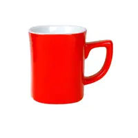 GZYSL Cangkir Kopi Keramik Persegi Grosir Cangkir Porselen Nestle Merah Mengkilap Warna dengan Logo Kustom Kantor Percetakan
