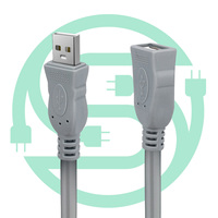 1,5M Großhandel Grau 30AWG 4C USB 2.0 Verlängerungskabel - A-Stecker auf A-Buchse Adapterkabel