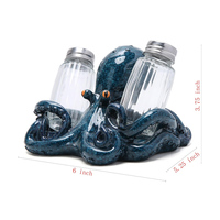 Figurines de crabe, de tortue de mer et de pieuvre personnalisées en usine avec un support pour salière et poivrière pour la décoration de bar de plage, cuisine tropicale, résine