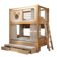 Lit superposé multifonctionnel pour enfants avec rangement, escalier intégré et compartiments cachés
