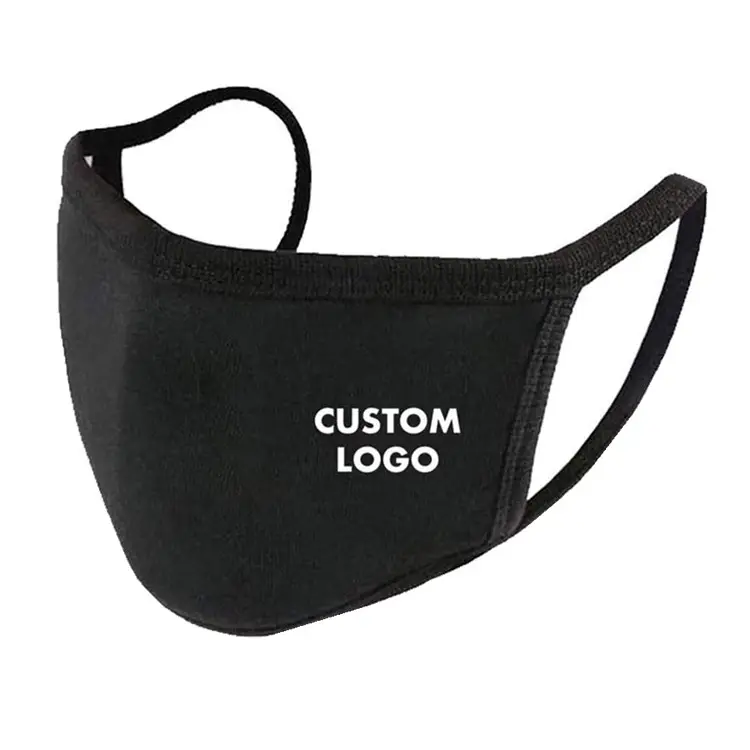Masque de protection facial en coton, en tissu avec Logo imprimé personnalisé, lavable, noir, 1 pièce, tendance, masque de fête