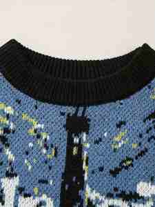 Pull-over en tricot jacquard à motif OEM & ODM avec logo personnalisé Pull en tricot de coton de grande taille pour hommes - Product Image 5