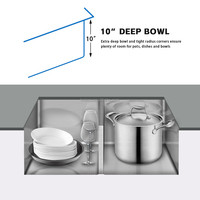 Évier de cuisine double cuve 32'' en acier inoxydable brossé SUS304, à un trou, personnalisable OEM, multifonction