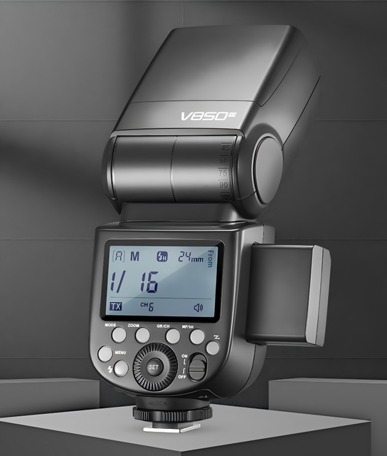 V850III Professional On-Camera Flash DSLR External Long-Lasting Lithium Battery Portable On-Location Light High-Speed Sync 76Ws