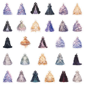 55 pièces/feuille dessin animé princesse robe autocollants personnalisé étanche vinyle baiser coupe autocollant journaux filles robe complète mignon autocollant - Product Image 6